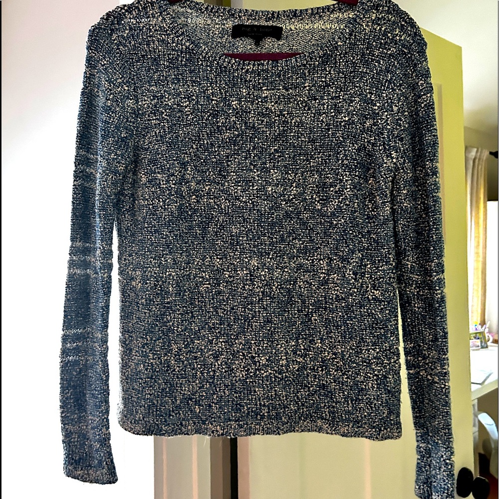 Rag & Bone Womens Chunky Knit Crew Neck Sweater Blue Size Extra Small